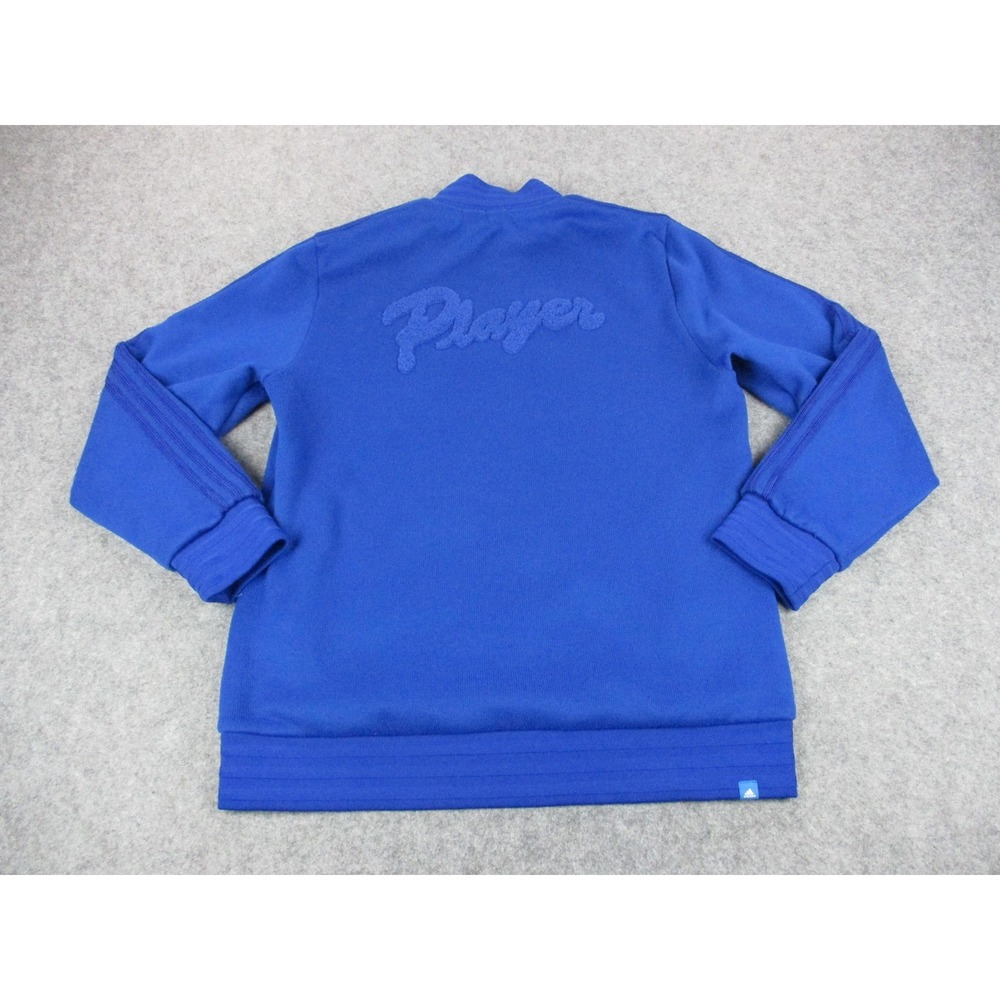 Adidas Jacket Mens 2XL XXL Blue Player Sherpa Logo Track Lined Full Zip Coat